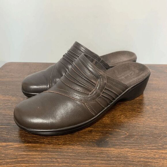 Clarks Bendables Brown Leather Mule Size - Picture 8 of 9